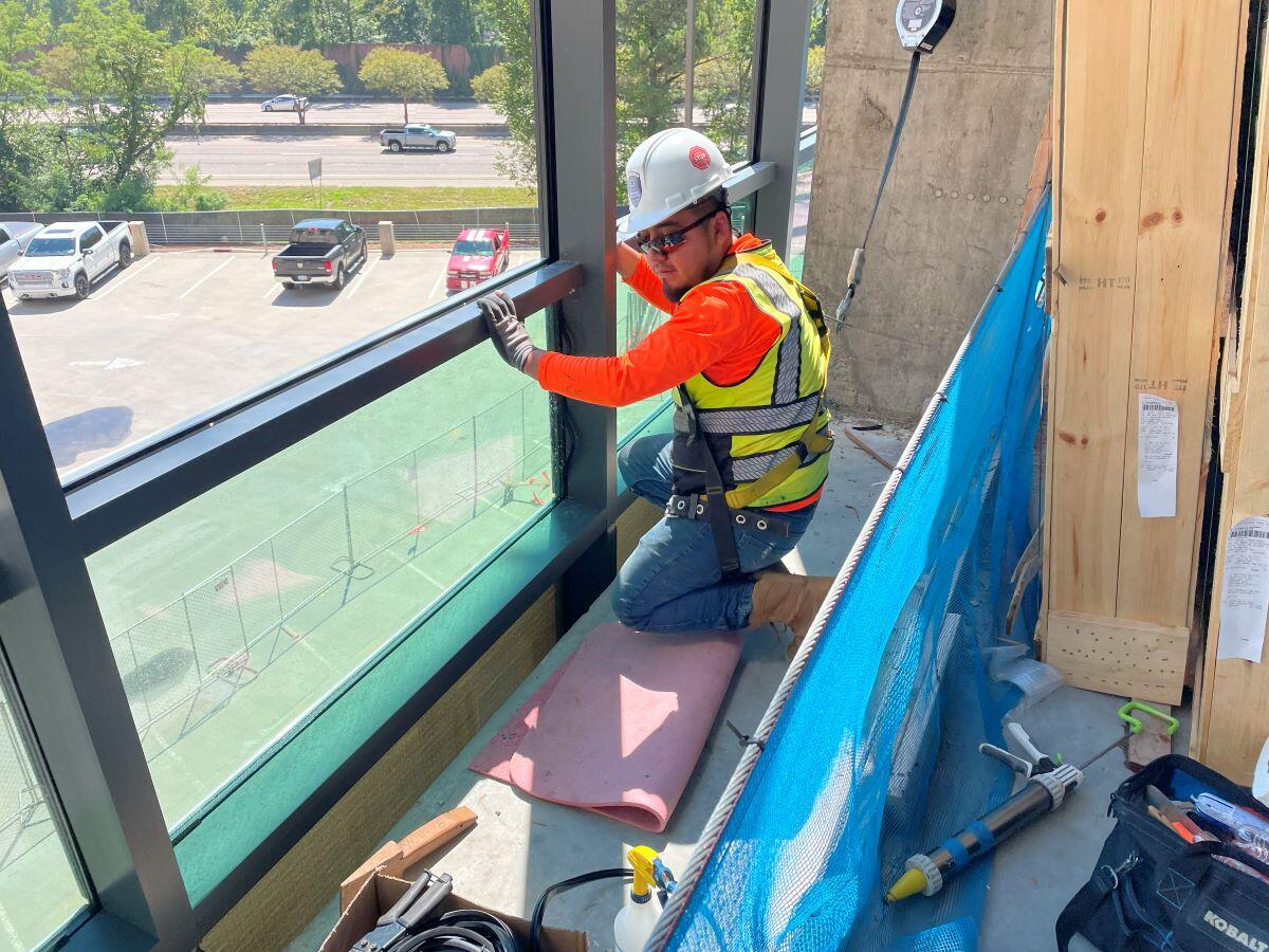 glazier on jobsite